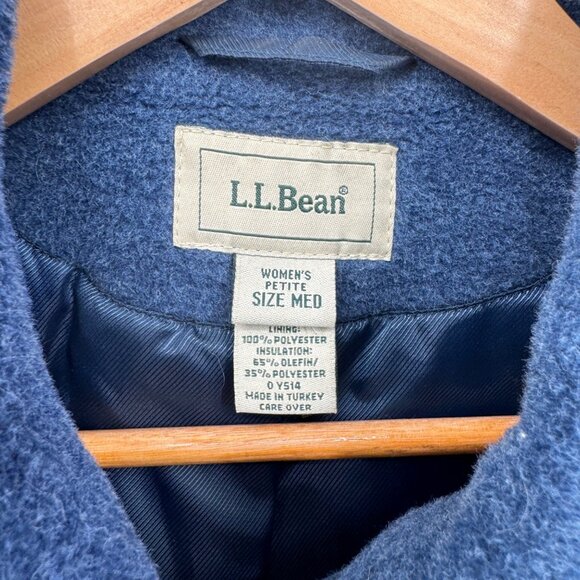 LL Bean Fleece Jacket Womens Medium Petite Blue Polyester Lined Pockets - Picture 3 of 8